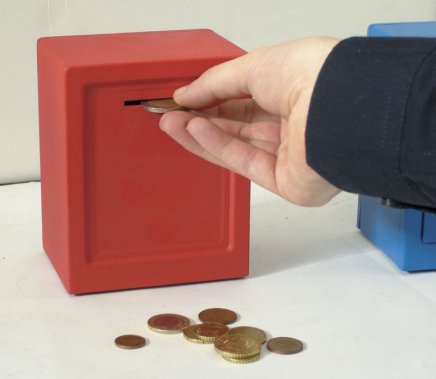 Kasetka - skarbonka na pieniądze HUCHAS czerwona - 2