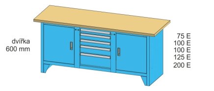 Stół warsztatowy z kontenerkami PS 2-2 - 2