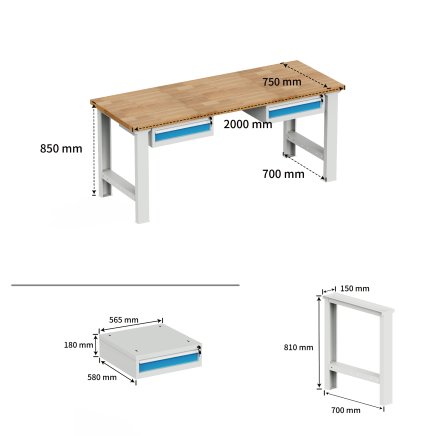 Stół warsztatowy z kontenerkami EN_2021 - 2