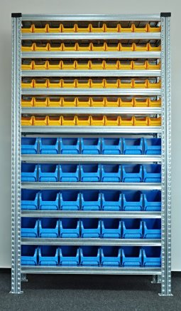 Regał metalowy z plastikowymi pojemnikami 1972 x 1124 x 330 mm 877851009_VAR_2