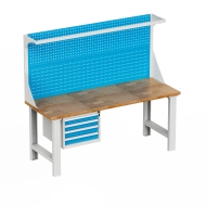 Stół warsztatowy z tablicą perforowaną i kontenerkiem EN_2014_FP