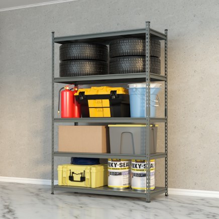 Całkowicie metalowy, bezśrubowy regał półkowy REG_12040183_G