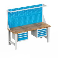 Stół warsztatowy z tablicą perforowaną i kontenerkami EN_15234_FP