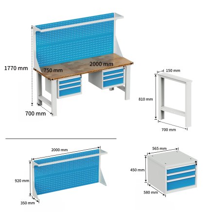 Stół warsztatowy z tablicą narzędziową i kontenerkami EN_2023_FP - 7