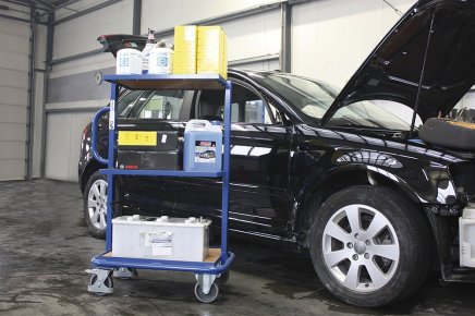 Wózek z drewnianymi półkami sw-400.801 - 2