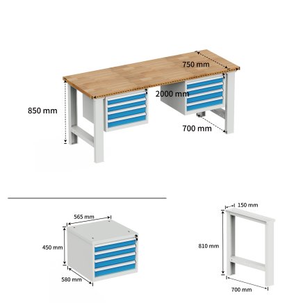 Stół warsztatowy z kontenerkami EN_2024 - 2