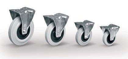 Koło gumowe szare o średnicy 100 mm, skrętne z hamulcem - 3