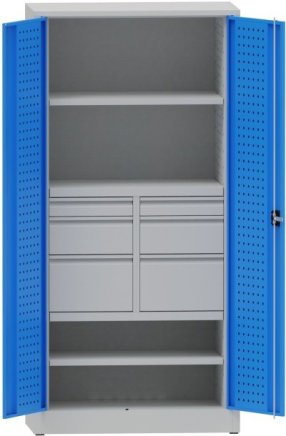 Szafka warsztatowa z dzielonymi szufladami i półkami