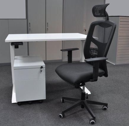 Stół z regulacją wysokości z pojemnikiem i krzesłem EO16_56202_York