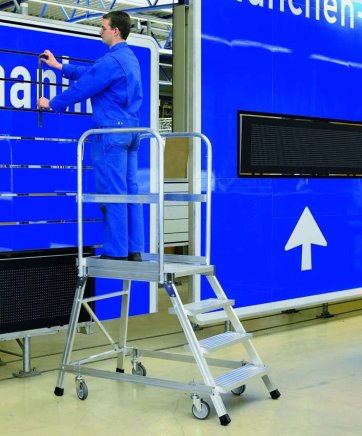 Mobilna jednostronna drabina platformowa z rusztem stalowym (6 modeli)