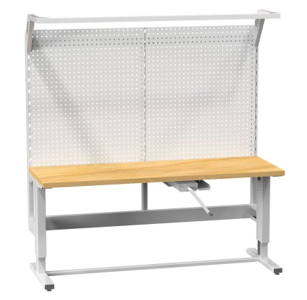 Stół warsztatowy regulowany korbą z tablicą narzędziową (różne warianty)