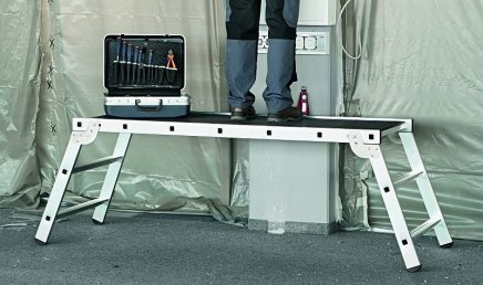 Składany podest roboczy z drabiną z dwóch stron - powierzchnia antypoślizgowa (2 modele) - 2