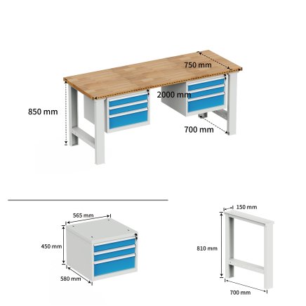 Stół warsztatowy z kontenerkami EN_1523 - 7