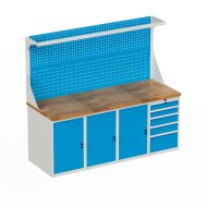 Stół warsztatowy z tablicą perforowaną i kontenerkami HD_20DDD5_FP