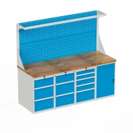 Stół warsztatowy tablicą narzędziową z kontenerkami HD_20335D_FP