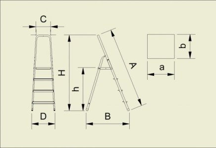 Drabina aluminiowa 3-stopniowa łącznie z platformą Eurostyle (6 modeli) - 1