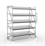 Wózek regałowy na skrzynki z półkami pochyłymi o szerokości 1500 mm, SP15050