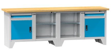 Stół warsztatowy z kontenerkami i półkami PS 3-2