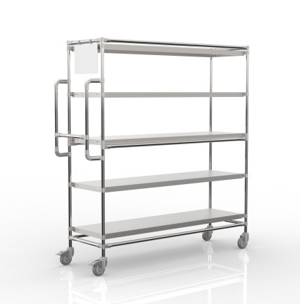 Wózek regałowy na skrzynki z 5 prostymi półkami, SPS15040