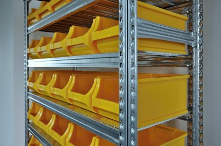 Bezśrubowy regał półkowy 1972 x 1124 x 410 mm z plastikowymi pojemnikami 877851017 (różne warianty) - 3