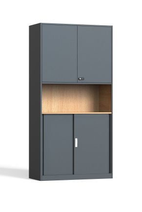 Szafa biurowa metalowa 1800 x 900 x 390 mm z drzwiami skrzydłowymi i przesuwnymi HDW-C-K04