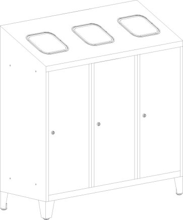 Kosz potrójny na odpady sortowane MPO 03kkr - 3