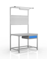 Stół warsztatowy z profili aluminiowych, 1 szufladą (różne warianty)