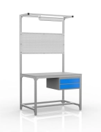 Stół warsztatowy z profili aluminiowych, 2 szuflady (różne warianty)