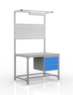 Stół warsztatowy z profili aluminiowych, 3 szuflady (różne warianty)