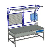 Stół warsztatowy z profili aluminiowych z nadstawką
