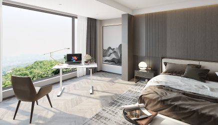 Białe biurko elektryczne z regulacją wysokości FQ2_WW - 4