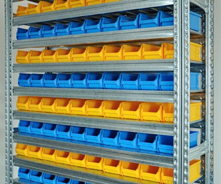 Bezśrubowy regał półkowy 1972 x 1124 x 330 mm z plastikowymi pojemnikami 877851019_VAR_4 - 3