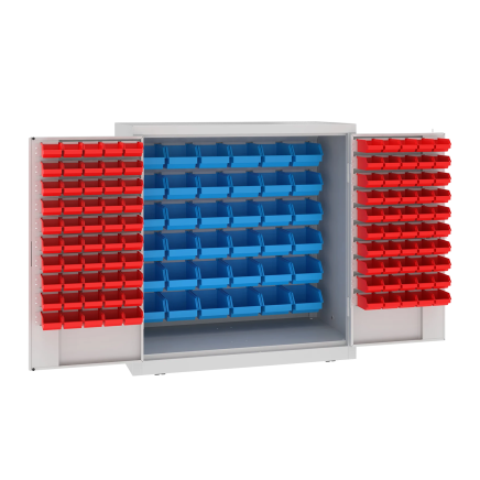 Szafka warsztatowa MSW110/5-10s z plastikowymi pudełkami