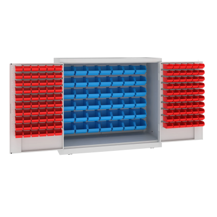 Szafka warsztatowa MSW112/5-11s z plastikowymi pudełkami